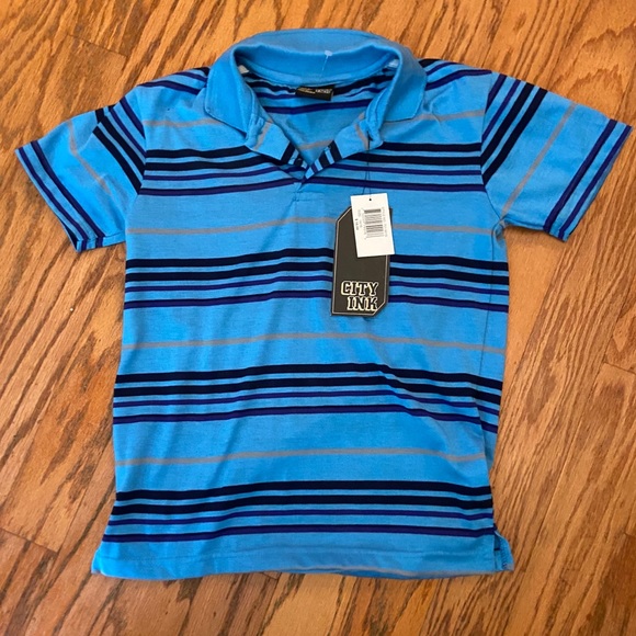 NWT Kid’s Boy’s Blue Striped Polo Shirt 14/16 - Picture 5 of 8